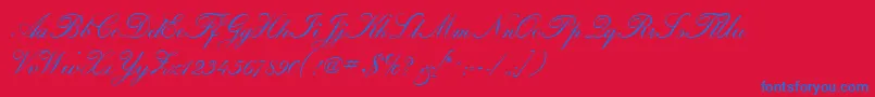 CalligraphiaOne-Schriftart – Blaue Schriften auf rotem Hintergrund