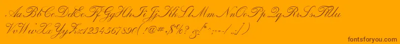 CalligraphiaOne-fontti – ruskeat fontit oranssilla taustalla