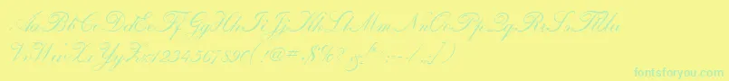 CalligraphiaOne Font – Green Fonts on Yellow Background