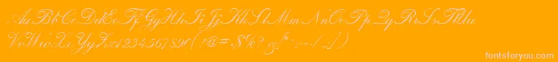 Fonte CalligraphiaOne – fontes rosa em um fundo laranja