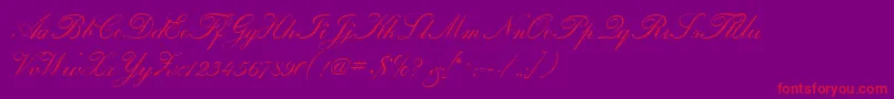 CalligraphiaOne-fontti – punaiset fontit violetilla taustalla