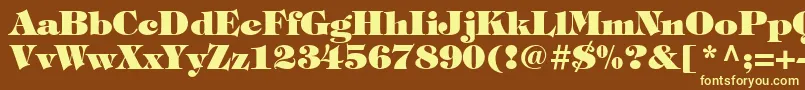 ItcTiffanyLtHeavy-fontti – keltaiset fontit ruskealla taustalla