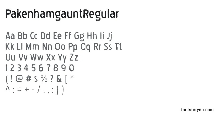Schriftart PakenhamgauntRegular – Alphabet, Zahlen, spezielle Symbole