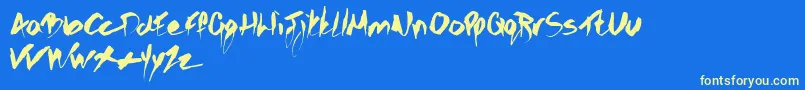 Gothicscribble-Schriftart – Gelbe Schriften auf blauem Hintergrund