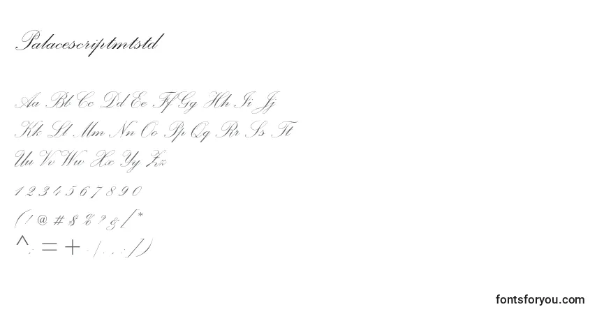Czcionka Palacescriptmtstd – alfabet, cyfry, specjalne znaki
