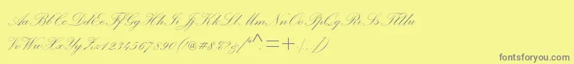 フォントPalacescriptmtstd – 黄色の背景に灰色の文字