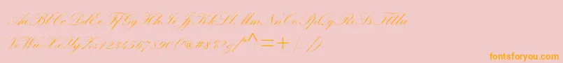 Palacescriptmtstd-Schriftart – Orangefarbene Schriften auf rosa Hintergrund