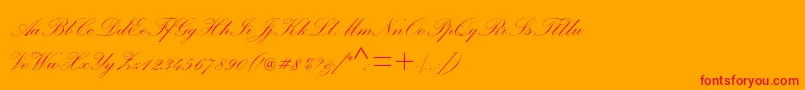 Palacescriptmtstd-Schriftart – Rote Schriften auf orangefarbenem Hintergrund