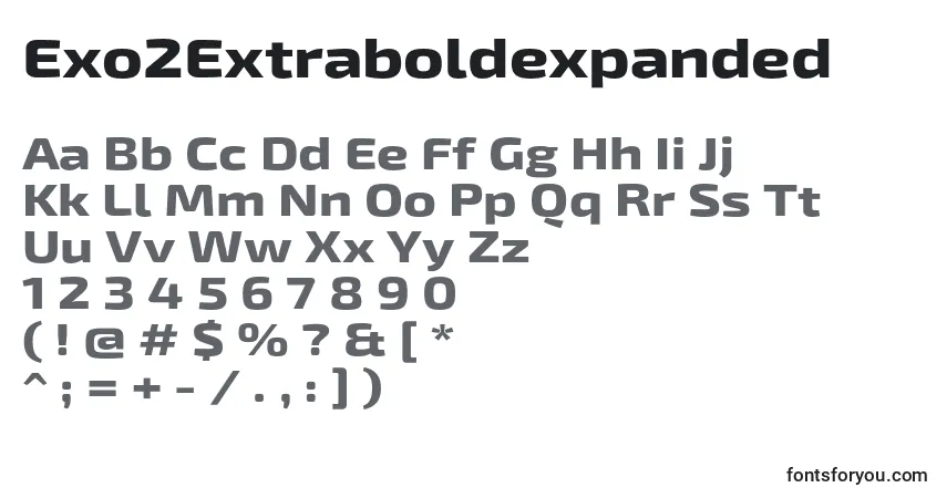 Exo2Extraboldexpanded-fontti – aakkoset, numerot, erikoismerkit