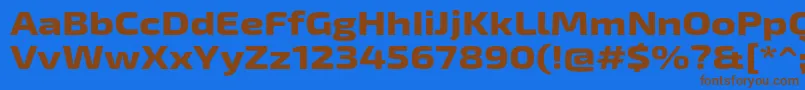 フォントExo2Extraboldexpanded – 茶色の文字が青い背景にあります。