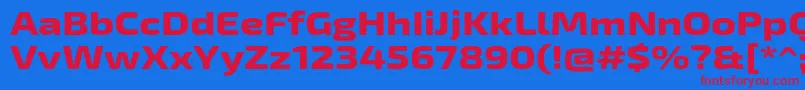Exo2Extraboldexpanded-Schriftart – Rote Schriften auf blauem Hintergrund