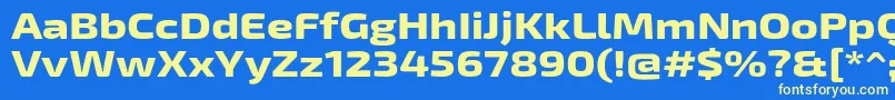 フォントExo2Extraboldexpanded – 黄色の文字、青い背景