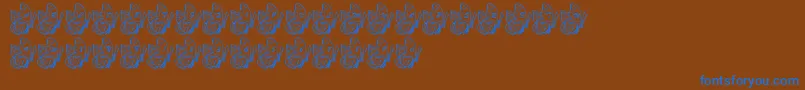 LmsBeautifulButterfly-Schriftart – Blaue Schriften auf braunem Hintergrund