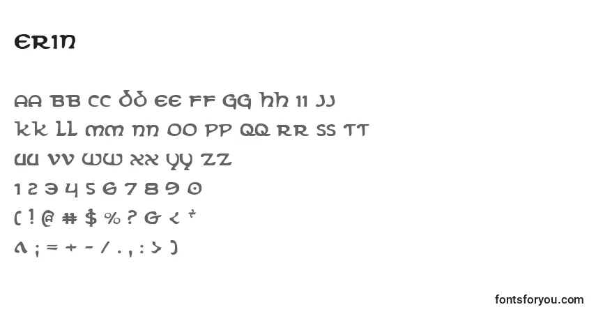 Schriftart Erin – Alphabet, Zahlen, spezielle Symbole