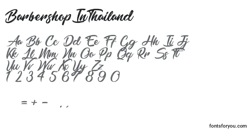 Czcionka BarbershopInThailand – alfabet, cyfry, specjalne znaki