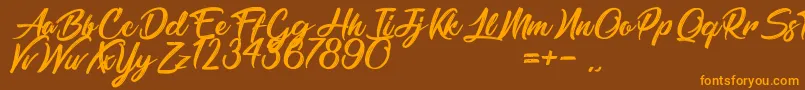 BarbershopInThailand Font – Orange Fonts on Brown Background