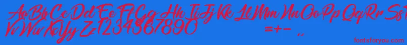 フォントBarbershopInThailand – 赤い文字の青い背景