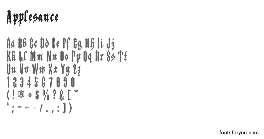 Czcionka Applesauce – alfabet, cyfry, specjalne znaki
