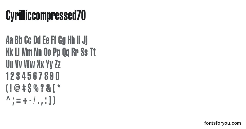 Cyrilliccompressed70-fontti – aakkoset, numerot, erikoismerkit