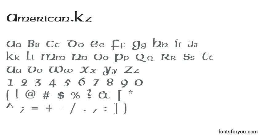 A fonte American.Kz – alfabeto, números, caracteres especiais