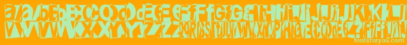 Friendlyfirepower-Schriftart – Grüne Schriften auf orangefarbenem Hintergrund