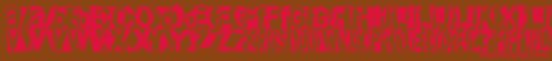 フォントFriendlyfirepower – 赤い文字が茶色の背景にあります。