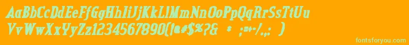 CreditvalleyinkItalic-fontti – vihreät fontit oranssilla taustalla