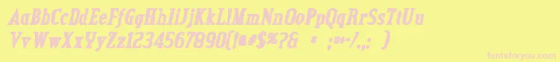 Fonte CreditvalleyinkItalic – fontes rosa em um fundo amarelo