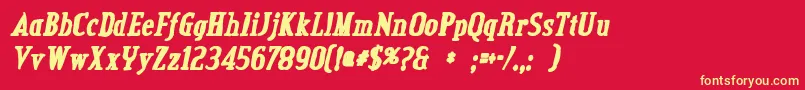 フォントCreditvalleyinkItalic – 黄色の文字、赤い背景