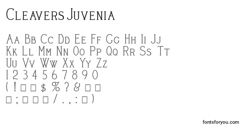 Schriftart CleaversJuvenia – Alphabet, Zahlen, spezielle Symbole