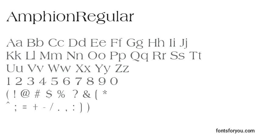 Czcionka AmphionRegular – alfabet, cyfry, specjalne znaki
