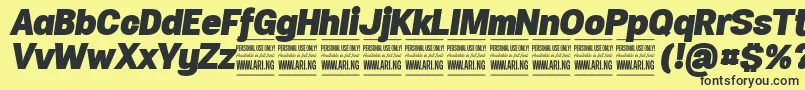 Fonte SpecifypersonalNormblackitalic – fontes pretas em um fundo amarelo