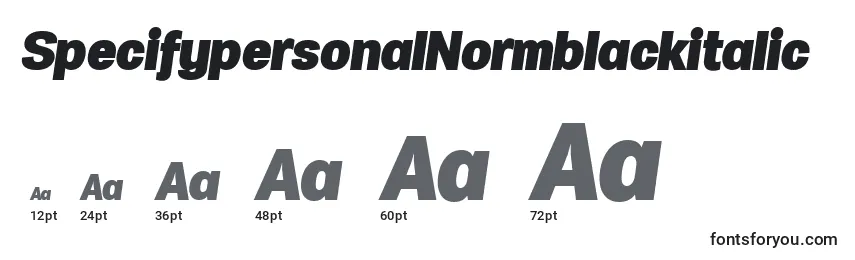 Размеры шрифта SpecifypersonalNormblackitalic