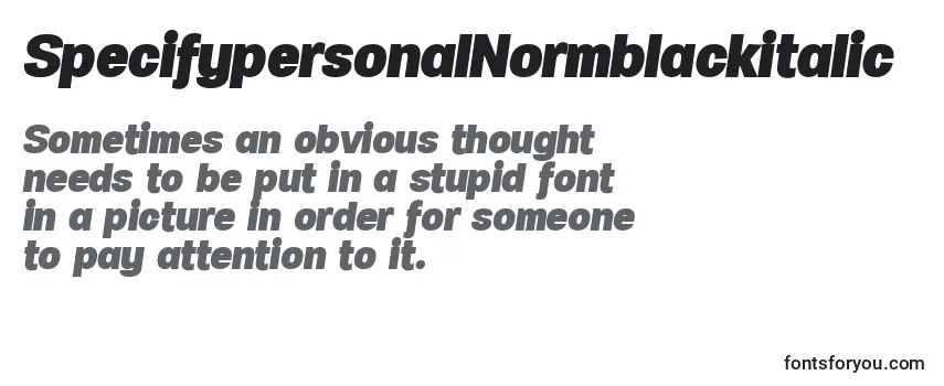 SpecifypersonalNormblackitalic-fontti