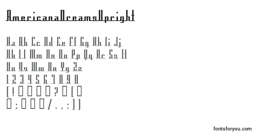 AmericanaDreamsUpright-fontti – aakkoset, numerot, erikoismerkit