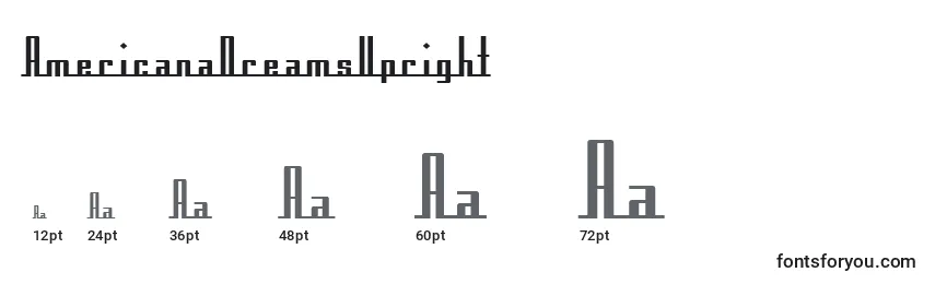 AmericanaDreamsUpright Font Sizes