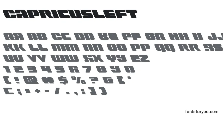 Шрифт Capricusleft – алфавит, цифры, специальные символы