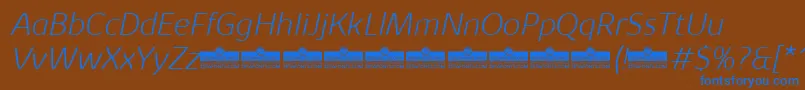 KabrioAbarthExtralightItalicTrial Font – Blue Fonts on Brown Background