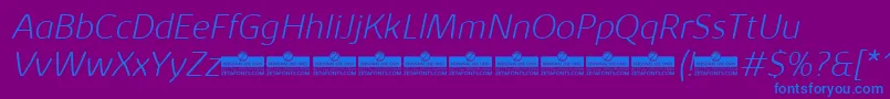 KabrioAbarthExtralightItalicTrial Font – Blue Fonts on Purple Background