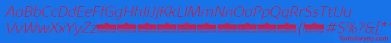 KabrioAbarthExtralightItalicTrial Font – Red Fonts on Blue Background