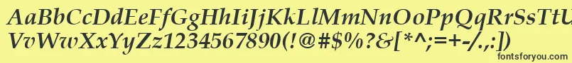 BookAntiquaРџРѕР»СѓР¶РёСЂРЅС‹Р№РљСѓСЂСЃРёРІ Font – Black Fonts on Yellow Background