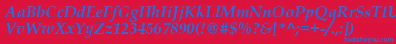 BookAntiquaРџРѕР»СѓР¶РёСЂРЅС‹Р№РљСѓСЂСЃРёРІ Font – Blue Fonts on Red Background