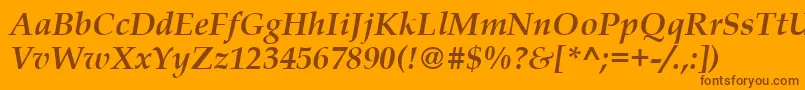 BookAntiquaРџРѕР»СѓР¶РёСЂРЅС‹Р№РљСѓСЂСЃРёРІ Font – Brown Fonts on Orange Background