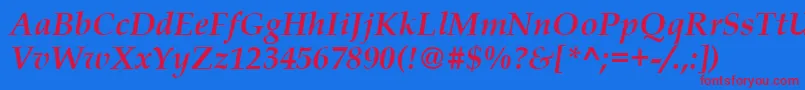 BookAntiquaРџРѕР»СѓР¶РёСЂРЅС‹Р№РљСѓСЂСЃРёРІ Font – Red Fonts on Blue Background