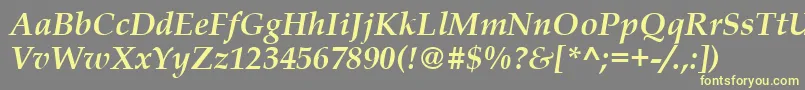 BookAntiquaРџРѕР»СѓР¶РёСЂРЅС‹Р№РљСѓСЂСЃРёРІ Font – Yellow Fonts on Gray Background