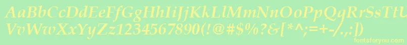 BookAntiquaРџРѕР»СѓР¶РёСЂРЅС‹Р№РљСѓСЂСЃРёРІ Font – Yellow Fonts on Green Background