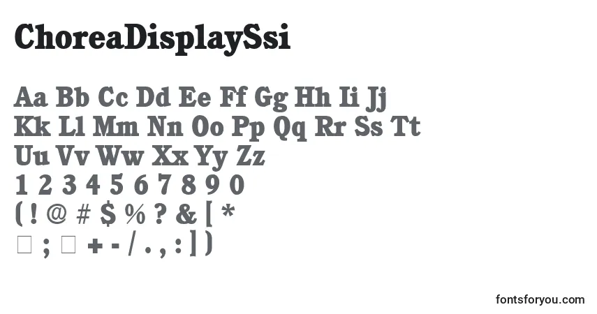 characters of choreadisplayssi font, letter of choreadisplayssi font, alphabet of  choreadisplayssi font