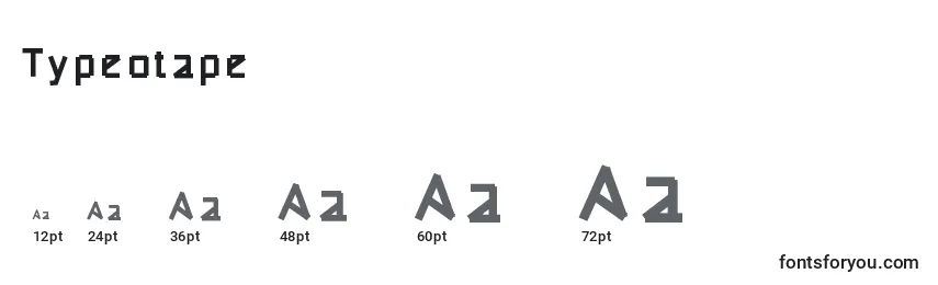 Размеры шрифта Typeotape