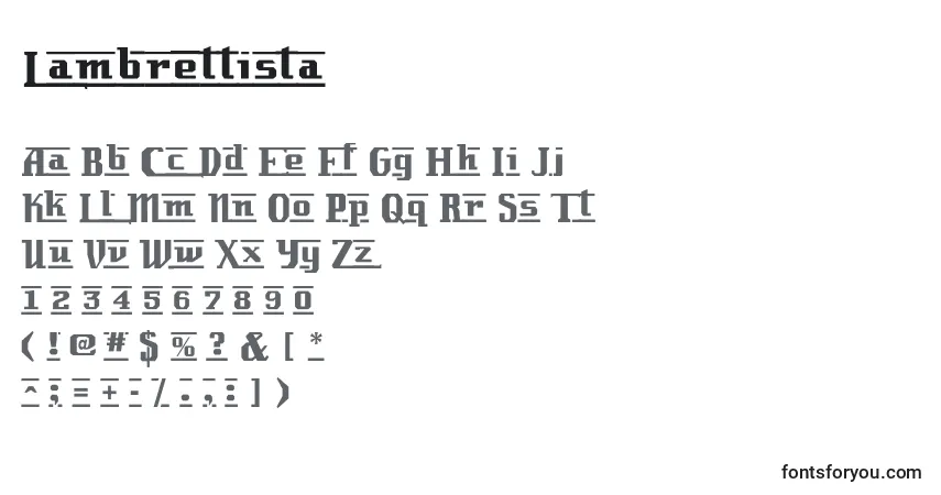 Шрифт Lambrettista – алфавит, цифры, специальные символы
