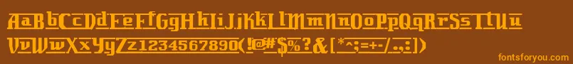 Lambrettista-Schriftart – Orangefarbene Schriften auf braunem Hintergrund